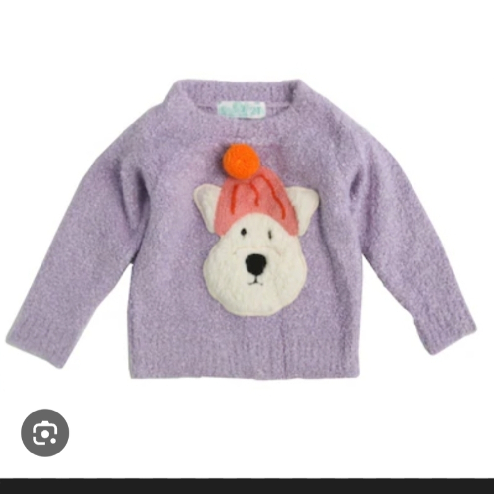 Lilac Kids Plush Bear Sweater with Pom Pom Hat